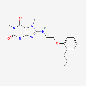 molecular formula C19H25N5O3 B4905185 1,3,7-trimethyl-8-{[2-(2-propylphenoxy)ethyl]amino}-3,7-dihydro-1H-purine-2,6-dione 