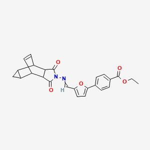 ethyl 4-(5-{[(3,5-dioxo-4-azatetracyclo[5.3.2.0~2,6~.0~8,10~]dodec-11-en-4-yl)imino]methyl}-2-furyl)benzoate