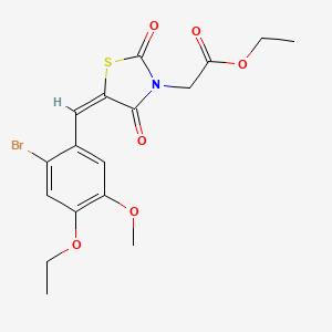 molecular formula C17H18BrNO6S B4905243 ethyl [5-(2-bromo-4-ethoxy-5-methoxybenzylidene)-2,4-dioxo-1,3-thiazolidin-3-yl]acetate 