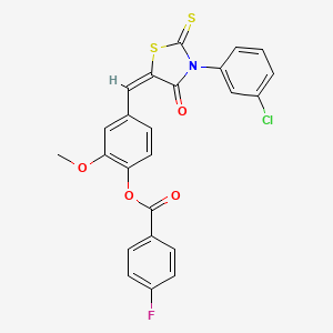 molecular formula C24H15ClFNO4S2 B4905297 4-{[3-(3-chlorophenyl)-4-oxo-2-thioxo-1,3-thiazolidin-5-ylidene]methyl}-2-methoxyphenyl 4-fluorobenzoate 