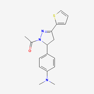 molecular formula C17H19N3OS B4905307 4-[1-acetyl-3-(2-thienyl)-4,5-dihydro-1H-pyrazol-5-yl]-N,N-dimethylaniline 