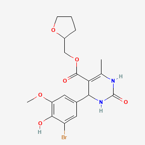 Tetrahydrofuran-2-ylmethyl 4-(3-bromo-4-hydroxy-5-methoxyphenyl)-6-methyl-2-oxo-1,2,3,4-tetrahydropyrimidine-5-carboxylate