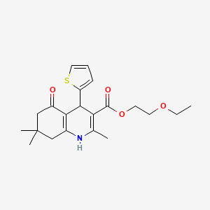 2-ethoxyethyl 2,7,7-trimethyl-5-oxo-4-(2-thienyl)-1,4,5,6,7,8-hexahydro-3-quinolinecarboxylate