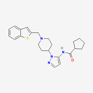 molecular formula C23H28N4OS B4905553 N-{1-[1-(1-benzothien-2-ylmethyl)-4-piperidinyl]-1H-pyrazol-5-yl}cyclopentanecarboxamide 