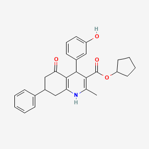 cyclopentyl 4-(3-hydroxyphenyl)-2-methyl-5-oxo-7-phenyl-1,4,5,6,7,8-hexahydro-3-quinolinecarboxylate