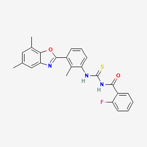 molecular formula C24H20FN3O2S B4905694 N-{[3-(5,7-dimethyl-1,3-benzoxazol-2-yl)-2-methylphenyl]carbamothioyl}-2-fluorobenzamide 