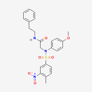 molecular formula C24H25N3O6S B4905702 N~2~-(4-methoxyphenyl)-N~2~-[(4-methyl-3-nitrophenyl)sulfonyl]-N~1~-(2-phenylethyl)glycinamide 