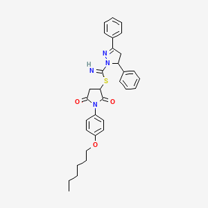 1-[4-(hexyloxy)phenyl]-2,5-dioxo-3-pyrrolidinyl 3,5-diphenyl-4,5-dihydro-1H-pyrazole-1-carbimidothioate