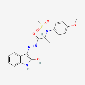 N-(4-methoxyphenyl)-N-{1-methyl-2-oxo-2-[2-(2-oxo-1,2-dihydro-3H-indol-3-ylidene)hydrazino]ethyl}methanesulfonamide