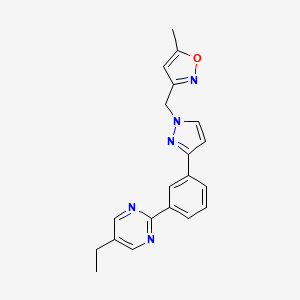 molecular formula C20H19N5O B4905745 5-ethyl-2-(3-{1-[(5-methyl-3-isoxazolyl)methyl]-1H-pyrazol-3-yl}phenyl)pyrimidine 