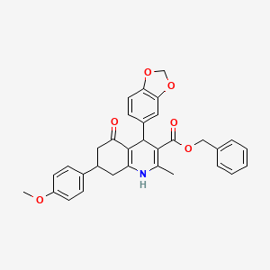 molecular formula C32H29NO6 B4905747 benzyl 4-(1,3-benzodioxol-5-yl)-7-(4-methoxyphenyl)-2-methyl-5-oxo-1,4,5,6,7,8-hexahydro-3-quinolinecarboxylate 