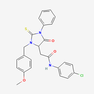 molecular formula C25H22ClN3O3S B4905908 N-(4-chlorophenyl)-2-[3-(4-methoxybenzyl)-5-oxo-1-phenyl-2-thioxo-4-imidazolidinyl]acetamide 