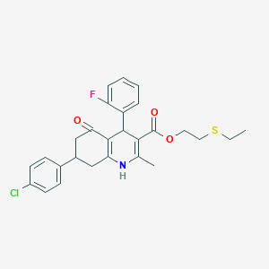 2-(ethylthio)ethyl 7-(4-chlorophenyl)-4-(2-fluorophenyl)-2-methyl-5-oxo-1,4,5,6,7,8-hexahydro-3-quinolinecarboxylate