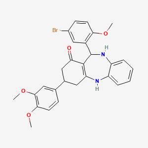 11-(5-bromo-2-methoxyphenyl)-3-(3,4-dimethoxyphenyl)-2,3,4,5,10,11-hexahydro-1H-dibenzo[b,e][1,4]diazepin-1-one