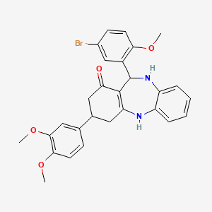 molecular formula C28H27BrN2O4 B4905939 11-(5-bromo-2-methoxyphenyl)-3-(3,4-dimethoxyphenyl)-2,3,4,5,10,11-hexahydro-1H-dibenzo[b,e][1,4]diazepin-1-one 