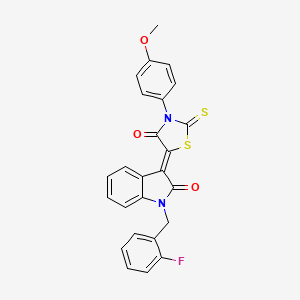 1-(2-fluorobenzyl)-3-[3-(4-methoxyphenyl)-4-oxo-2-thioxo-1,3-thiazolidin-5-ylidene]-1,3-dihydro-2H-indol-2-one