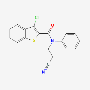 molecular formula C18H13ClN2OS B4906085 3-chloro-N-(2-cyanoethyl)-N-phenyl-1-benzothiophene-2-carboxamide 