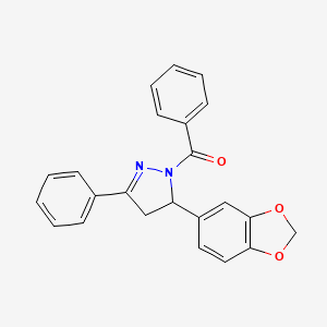 molecular formula C23H18N2O3 B4906161 5-(1,3-benzodioxol-5-yl)-1-benzoyl-3-phenyl-4,5-dihydro-1H-pyrazole 