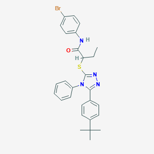 molecular formula C28H29BrN4OS B490617 N-(4-bromophenyl)-2-{[5-(4-tert-butylphenyl)-4-phenyl-4H-1,2,4-triazol-3-yl]sulfanyl}butanamide CAS No. 488102-81-4