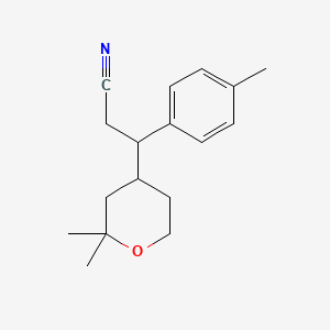 3-(2,2-dimethyltetrahydro-2H-pyran-4-yl)-3-(4-methylphenyl)propanenitrile