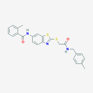 2-methyl-N-[2-({2-[(4-methylbenzyl)amino]-2-oxoethyl}sulfanyl)-1,3-benzothiazol-6-yl]benzamide