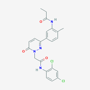 molecular formula C22H20Cl2N4O3 B4906334 N-[5-(1-{2-[(2,4-dichlorophenyl)amino]-2-oxoethyl}-6-oxo-1,6-dihydro-3-pyridazinyl)-2-methylphenyl]propanamide 