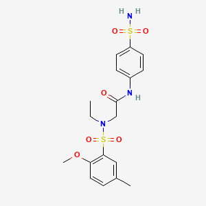 molecular formula C18H23N3O6S2 B4906467 N~1~-[4-(aminosulfonyl)phenyl]-N~2~-ethyl-N~2~-[(2-methoxy-5-methylphenyl)sulfonyl]glycinamide 