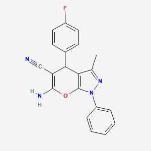 6-amino-4-(4-fluorophenyl)-3-methyl-1-phenyl-1,4-dihydropyrano[2,3-c]pyrazole-5-carbonitrile