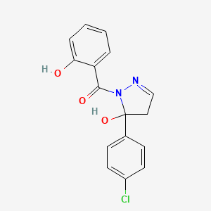 molecular formula C16H13ClN2O3 B4906510 5-(4-chlorophenyl)-1-(2-hydroxybenzoyl)-4,5-dihydro-1H-pyrazol-5-ol 