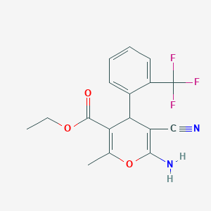 molecular formula C17H15F3N2O3 B4906561 ethyl 6-amino-5-cyano-2-methyl-4-[2-(trifluoromethyl)phenyl]-4H-pyran-3-carboxylate 