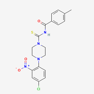 molecular formula C19H19ClN4O3S B4906643 N-{[4-(4-chloro-2-nitrophenyl)-1-piperazinyl]carbonothioyl}-4-methylbenzamide 