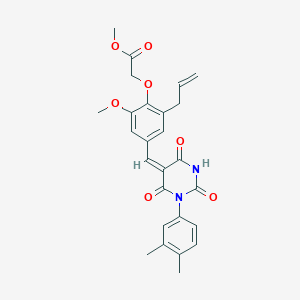 methyl (2-allyl-4-{[1-(3,4-dimethylphenyl)-2,4,6-trioxotetrahydro-5(2H)-pyrimidinylidene]methyl}-6-methoxyphenoxy)acetate