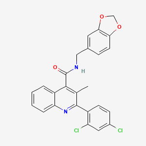 molecular formula C25H18Cl2N2O3 B4906721 N-(1,3-benzodioxol-5-ylmethyl)-2-(2,4-dichlorophenyl)-3-methyl-4-quinolinecarboxamide 