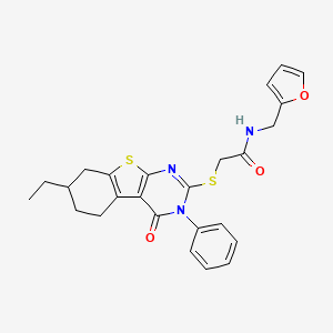 molecular formula C25H25N3O3S2 B4906866 2-[(7-ethyl-4-oxo-3-phenyl-3,4,5,6,7,8-hexahydro[1]benzothieno[2,3-d]pyrimidin-2-yl)thio]-N-(2-furylmethyl)acetamide 