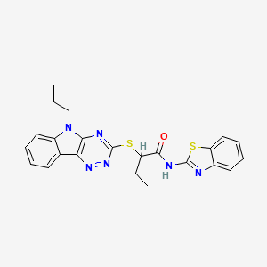 molecular formula C23H22N6OS2 B4906960 N-1,3-benzothiazol-2-yl-2-[(5-propyl-5H-[1,2,4]triazino[5,6-b]indol-3-yl)thio]butanamide 