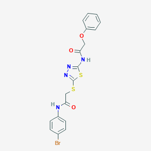 molecular formula C18H15BrN4O3S2 B490699 N-[5-({2-[(4-bromophenyl)amino]-2-oxoethyl}sulfanyl)-1,3,4-thiadiazol-2-yl]-2-phenoxyacetamide CAS No. 389072-47-3