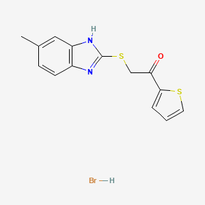 molecular formula C14H13BrN2OS2 B4907015 2-[(5-methyl-1H-benzimidazol-2-yl)thio]-1-(2-thienyl)ethanone hydrobromide 