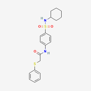 molecular formula C20H24N2O3S2 B4907039 N-{4-[(cyclohexylamino)sulfonyl]phenyl}-2-(phenylthio)acetamide 