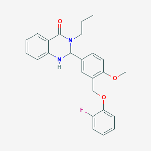 molecular formula C25H25FN2O3 B4907044 2-{3-[(2-fluorophenoxy)methyl]-4-methoxyphenyl}-3-propyl-2,3-dihydro-4(1H)-quinazolinone 