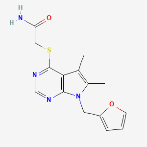 molecular formula C15H16N4O2S B4907249 2-{[7-(2-furylmethyl)-5,6-dimethyl-7H-pyrrolo[2,3-d]pyrimidin-4-yl]thio}acetamide 