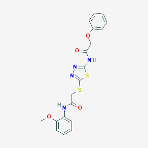 molecular formula C19H18N4O4S2 B490745 N-[5-({2-[(2-methoxyphenyl)amino]-2-oxoethyl}sulfanyl)-1,3,4-thiadiazol-2-yl]-2-phenoxyacetamide CAS No. 724451-83-6