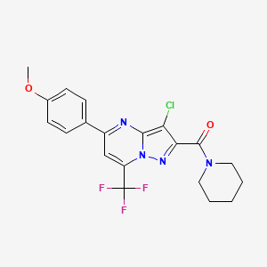 3-chloro-5-(4-methoxyphenyl)-2-(1-piperidinylcarbonyl)-7-(trifluoromethyl)pyrazolo[1,5-a]pyrimidine