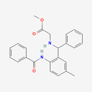 molecular formula C24H24N2O3 B4907513 methyl N-[[2-(benzoylamino)-5-methylphenyl](phenyl)methyl]glycinate 