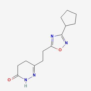 molecular formula C13H18N4O2 B4907526 6-[2-(3-cyclopentyl-1,2,4-oxadiazol-5-yl)ethyl]-4,5-dihydro-3(2H)-pyridazinone 