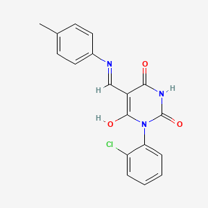 1-(2-Chlorophenyl)-6-hydroxy-5-[(4-methylphenyl)iminomethyl]pyrimidine-2,4-dione