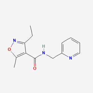 molecular formula C13H15N3O2 B4907668 3-ethyl-5-methyl-N-(2-pyridinylmethyl)-4-isoxazolecarboxamide 