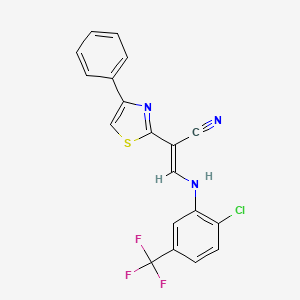 3-{[2-chloro-5-(trifluoromethyl)phenyl]amino}-2-(4-phenyl-1,3-thiazol-2-yl)acrylonitrile