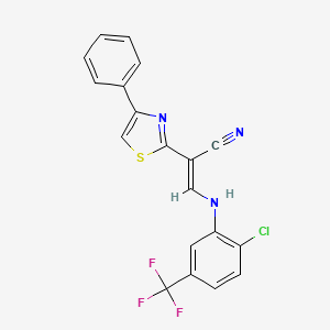 molecular formula C19H11ClF3N3S B4907671 3-{[2-chloro-5-(trifluoromethyl)phenyl]amino}-2-(4-phenyl-1,3-thiazol-2-yl)acrylonitrile 