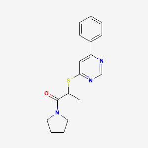 4-{[1-methyl-2-oxo-2-(1-pyrrolidinyl)ethyl]thio}-6-phenylpyrimidine