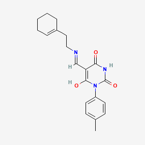 (5E)-5-({[2-(CYCLOHEX-1-EN-1-YL)ETHYL]AMINO}METHYLIDENE)-1-(4-METHYLPHENYL)-1,3-DIAZINANE-2,4,6-TRIONE